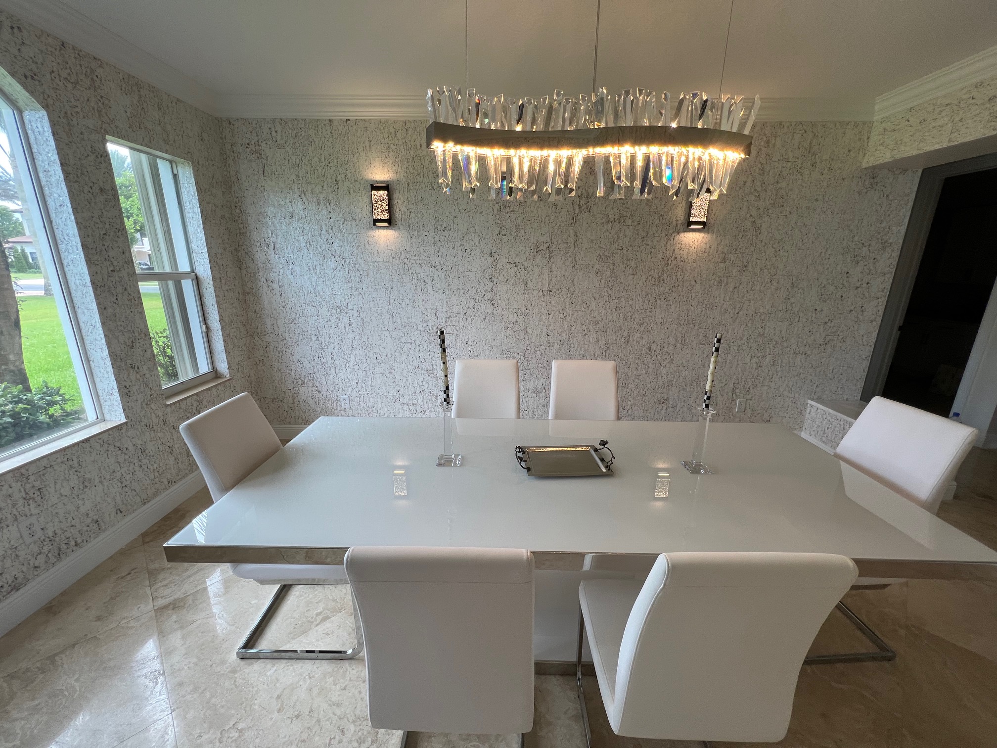 Professional master-planned community wallpaper installation in Weston luxury family home with Town Center focus